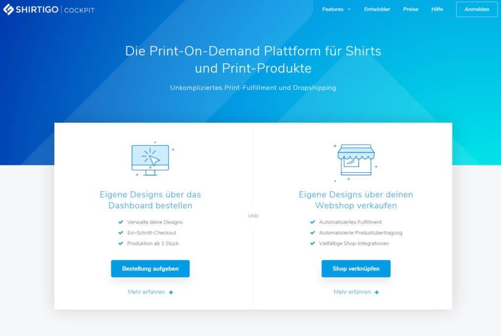 Das Shirtigo Cockpit - die App für dein Print on Demand Business