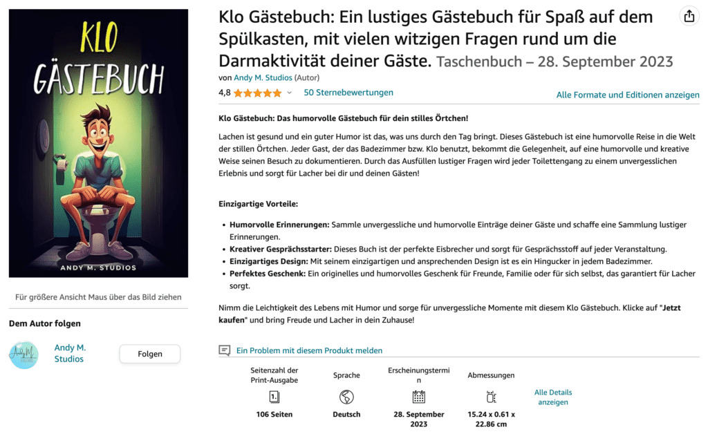 Low Content Bücher - Klo Gästebuch Amazon KDP