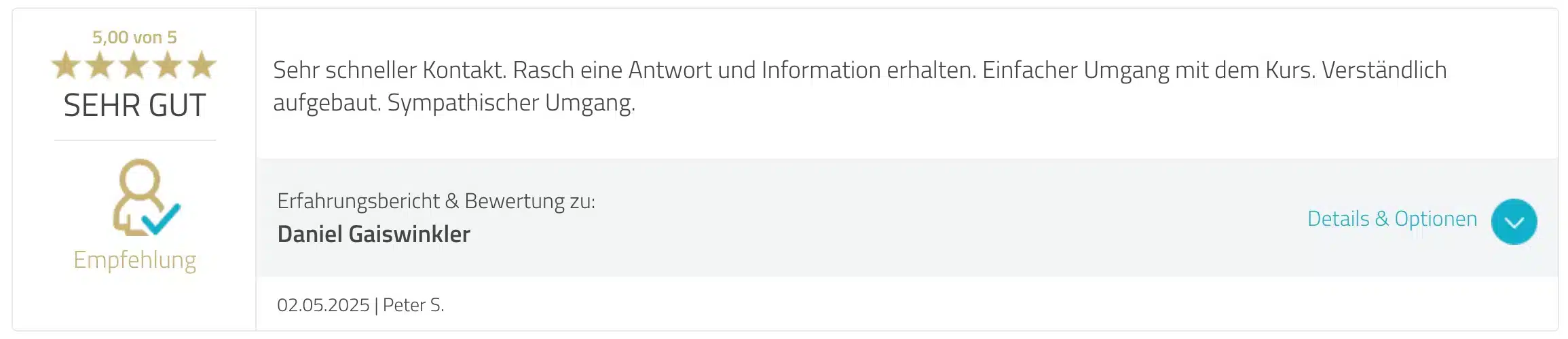 Kundenfeedback Daniel Gaiswinkler