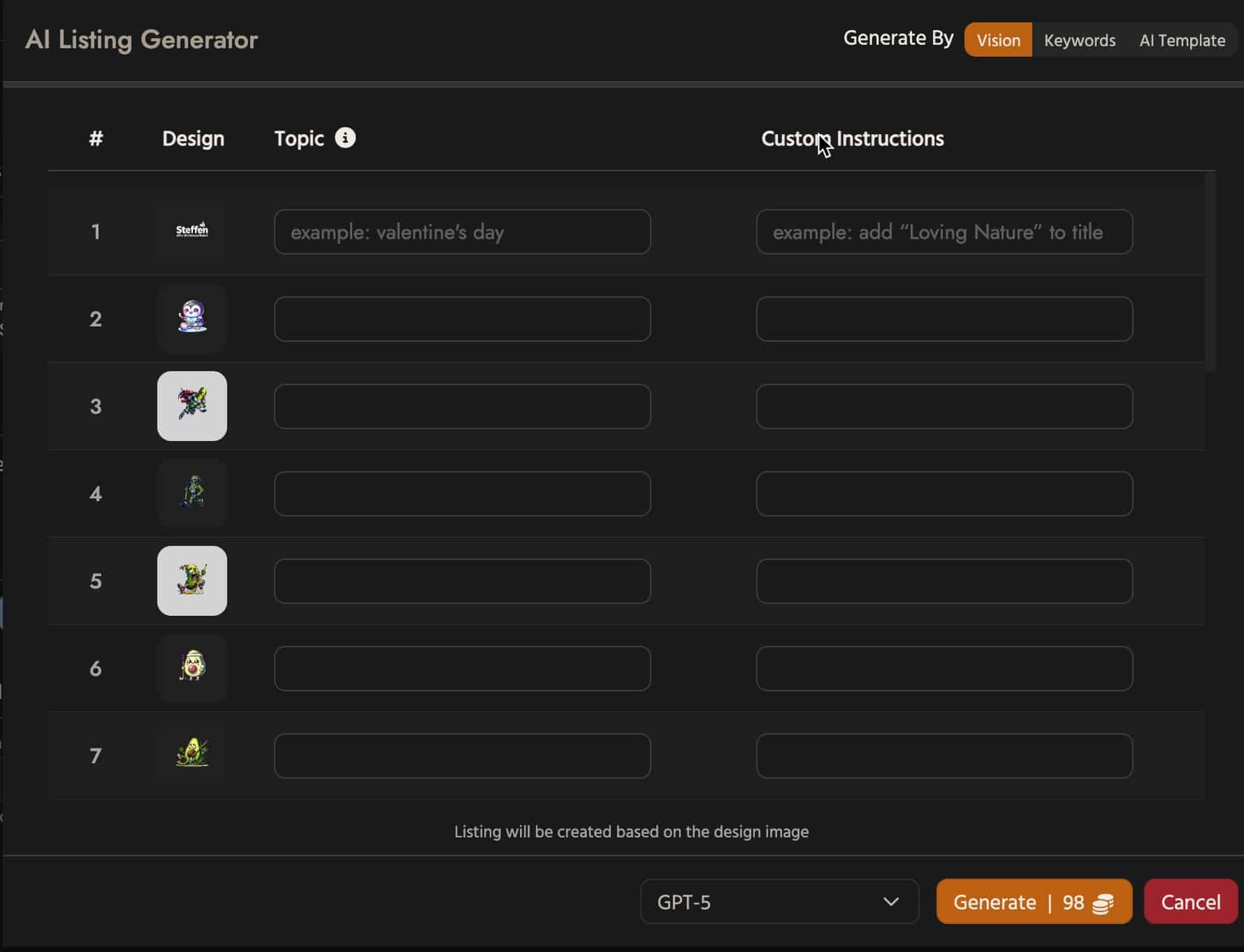 Flying Upload KI Listing Generator mit GPT 5