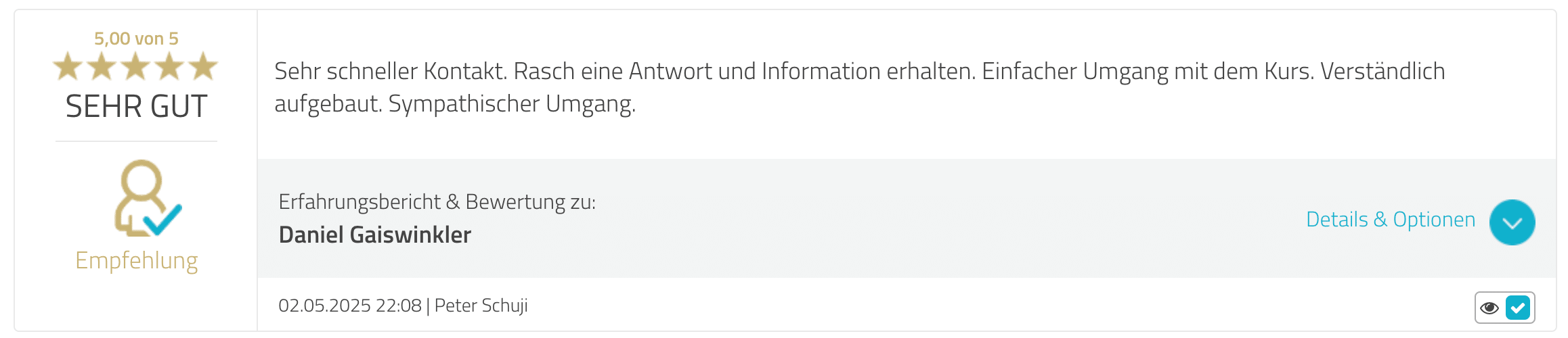 Daniel Gaiswinkler Bewertungen Coaching Success on Demand