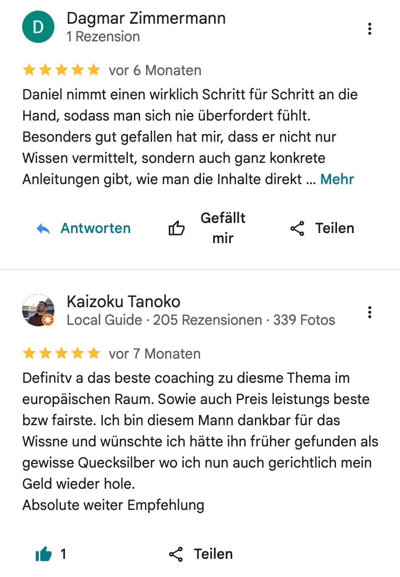 Daniel Gaiswinkler Google Bewertungen