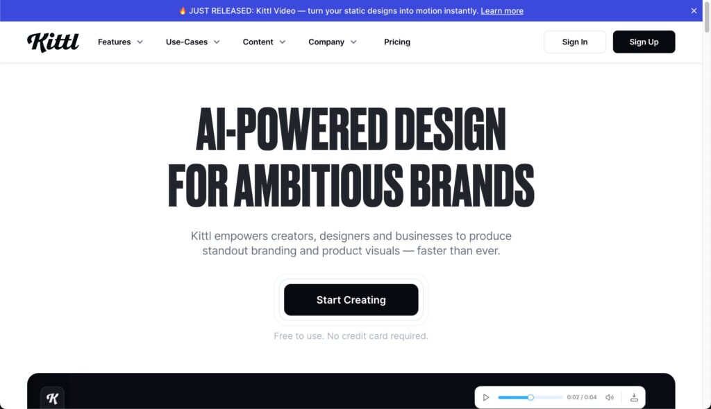 Tshirt Designs erstellen mit Kittl Deutsch: So einfach war es noch nie (Review) 3 Kittl Startseite 2026 mit AI-Powered Design und Video-Feature